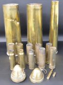 WW1 artillery shell fuse with broad arrow mark & selection of Trench art / shell cases