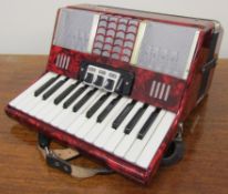 Galotta 48 bass, 26 key, 3 Voice red Piano accordion with case