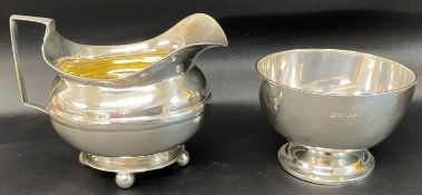 Georgian silver milk jug 5.4ozt London 1807 & a silver sugar bowl 4.3ozt Sheffield 1896