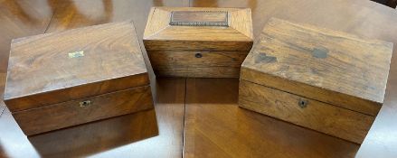 2 Victorian writing slopes & a tea caddy