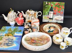 2 Portmeirion teapots, Royal Doulton Figurine Top O The Hill, Canadian Art Print tile picture &