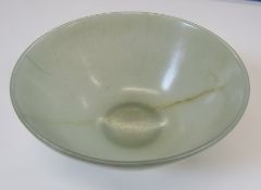 Pale green jade bowl with russet vein - approx. 10.5cm dia. & 5cm tall - approx. 105g