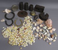 British Make M.B.5 hub, clock weights, HM GOVT 4lb weight, Rainforth Lincoln weight, Sykes Builder