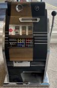 Restored vintage American Mystery one arm bandit with 1d slot