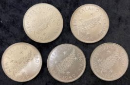 5 New Zealand Crown coins 1949