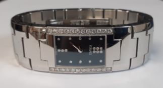 VERSACE - ladies stainless steel diamond set bracelet watch with black face CSQ99 / 990139 -