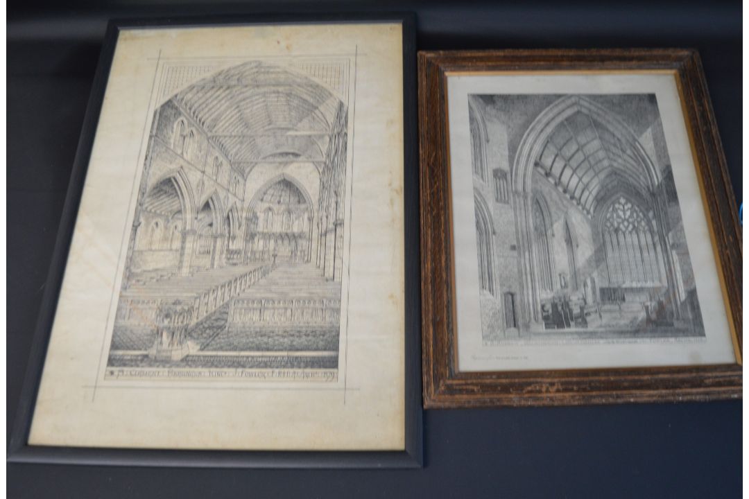 Framed print after James Fowler (Fowler of Louth) architect 1828-1892 - reprint from The Builder - Image 1 of 2