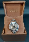 GUCCI - a stainless steel ladies quartz Chiodo 122.5 model wristwatch, fitted with a bronze dial,