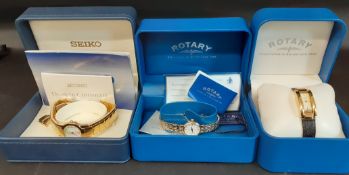 SEIKO - Vivace watch with mother of pearl face & diamond number markers, Rotary watch on bracelet