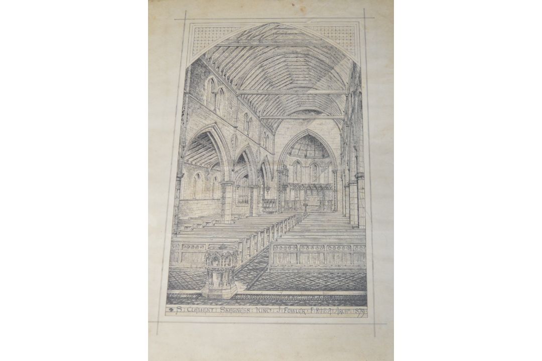 Framed print after James Fowler (Fowler of Louth) architect 1828-1892 - reprint from The Builder - Image 2 of 2