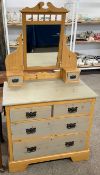 Victorian lime washed dressing table/chest of drawers Ht 160cm W 87cm D 49cm