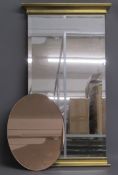 Wall mirror with gilded edge and small rose tinted mirror
