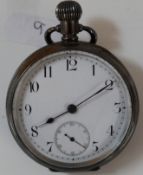 Silver open face pocket watch - Waltham Riverside. Serial number 12024112 - runs