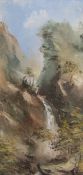 Hai Shuet Yeung (Grimsby based artist) oil on canvas showing Chinese waterfall scene 1972 -