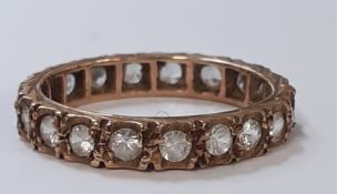 9ct gold eternity ring set with synthetic stones ring size L -  2.2g