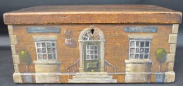 Hand painted 19th century box, 33.5cm w x 15cm h x 21cm d