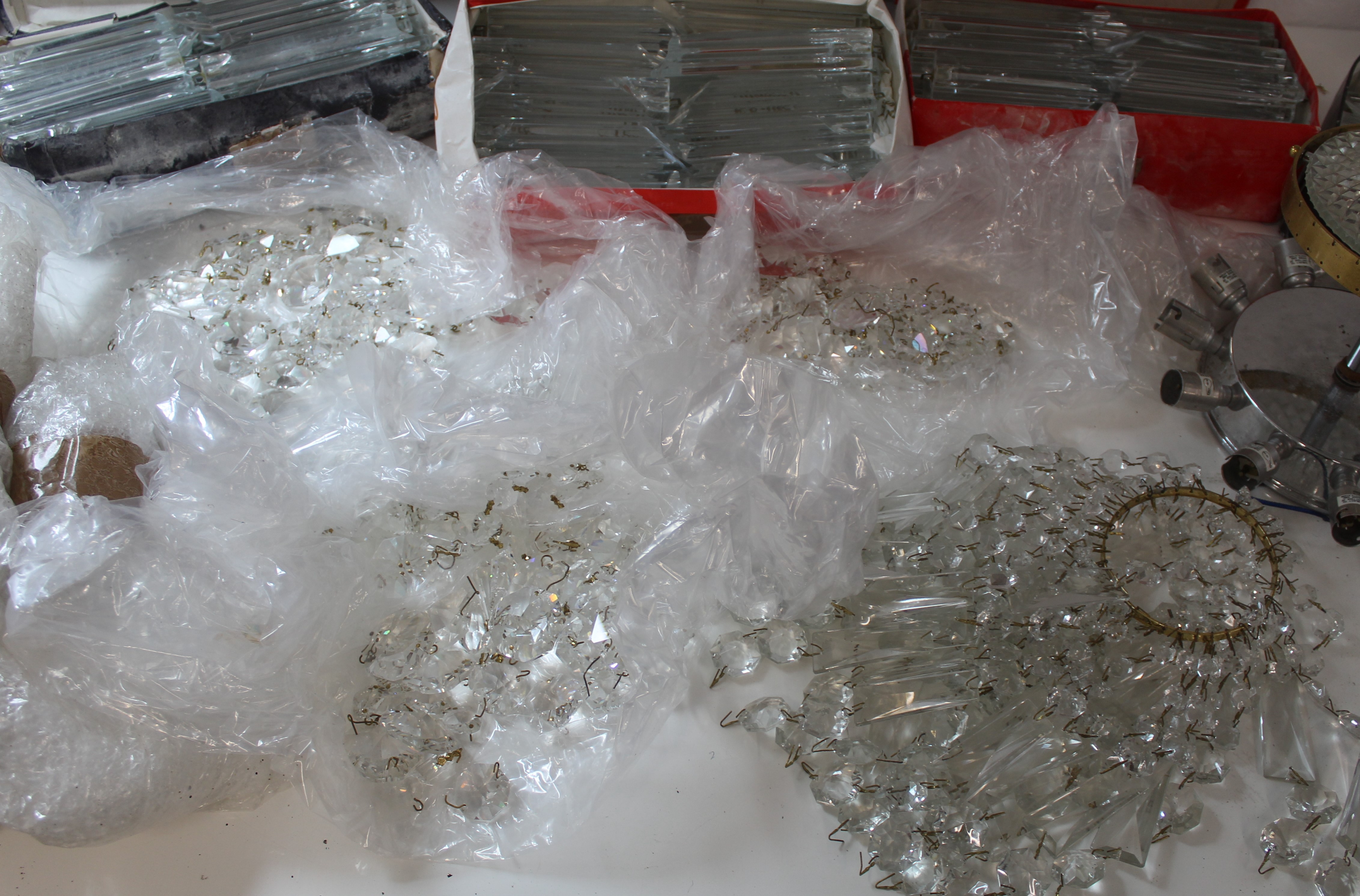 Empire style light fitting with large amount of associated drops and crystals - Image 2 of 4