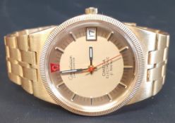 Gents 18ct gold Omega Constellation Electronic wristwatch with box & papers. Serial number