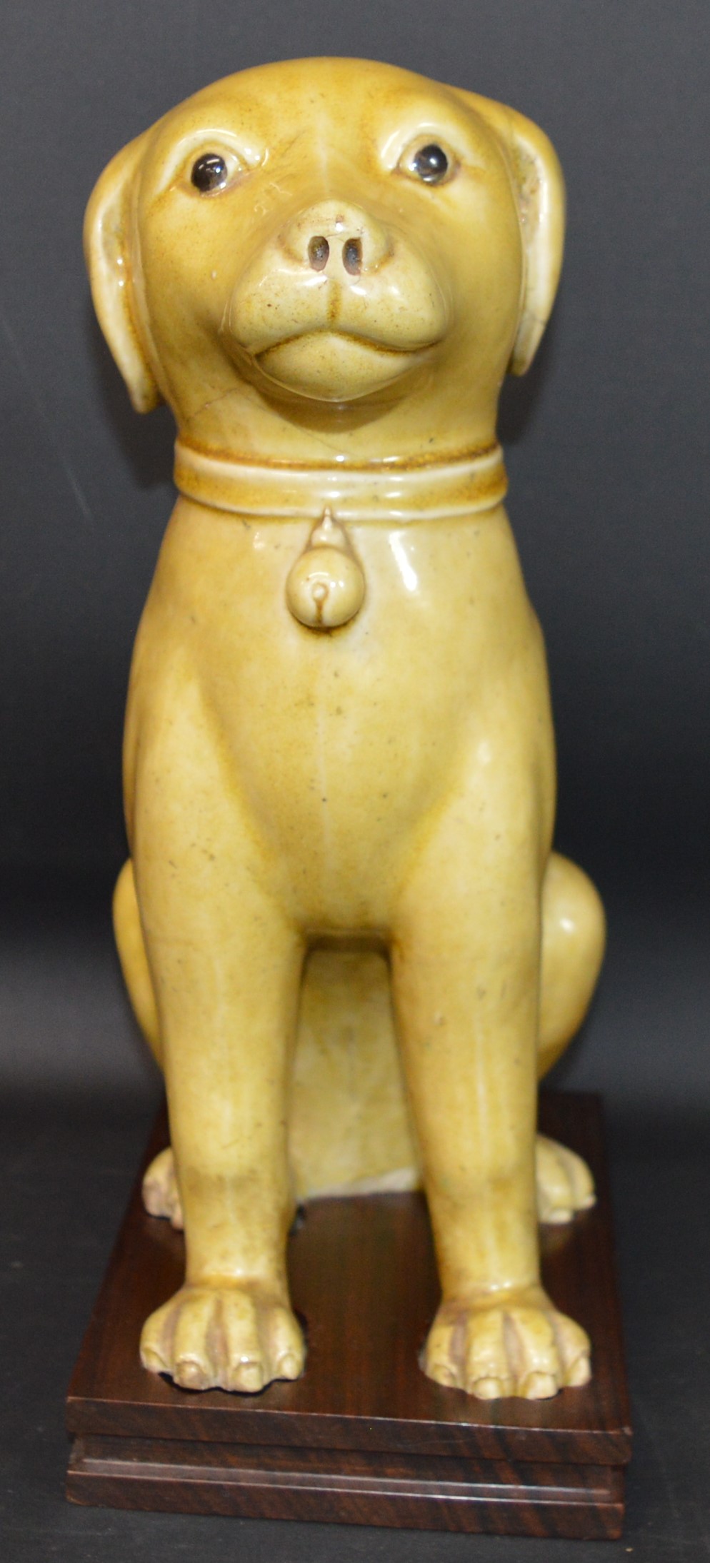 Chinese seated dog on later rosewood stand 27.5cm - Image 5 of 6