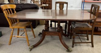 Regency dining table 160 x 120cm and 3 unmatched chairs