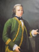 Large 18th century style framed oil on canvas portrait of a gentleman 105cm x 136cm