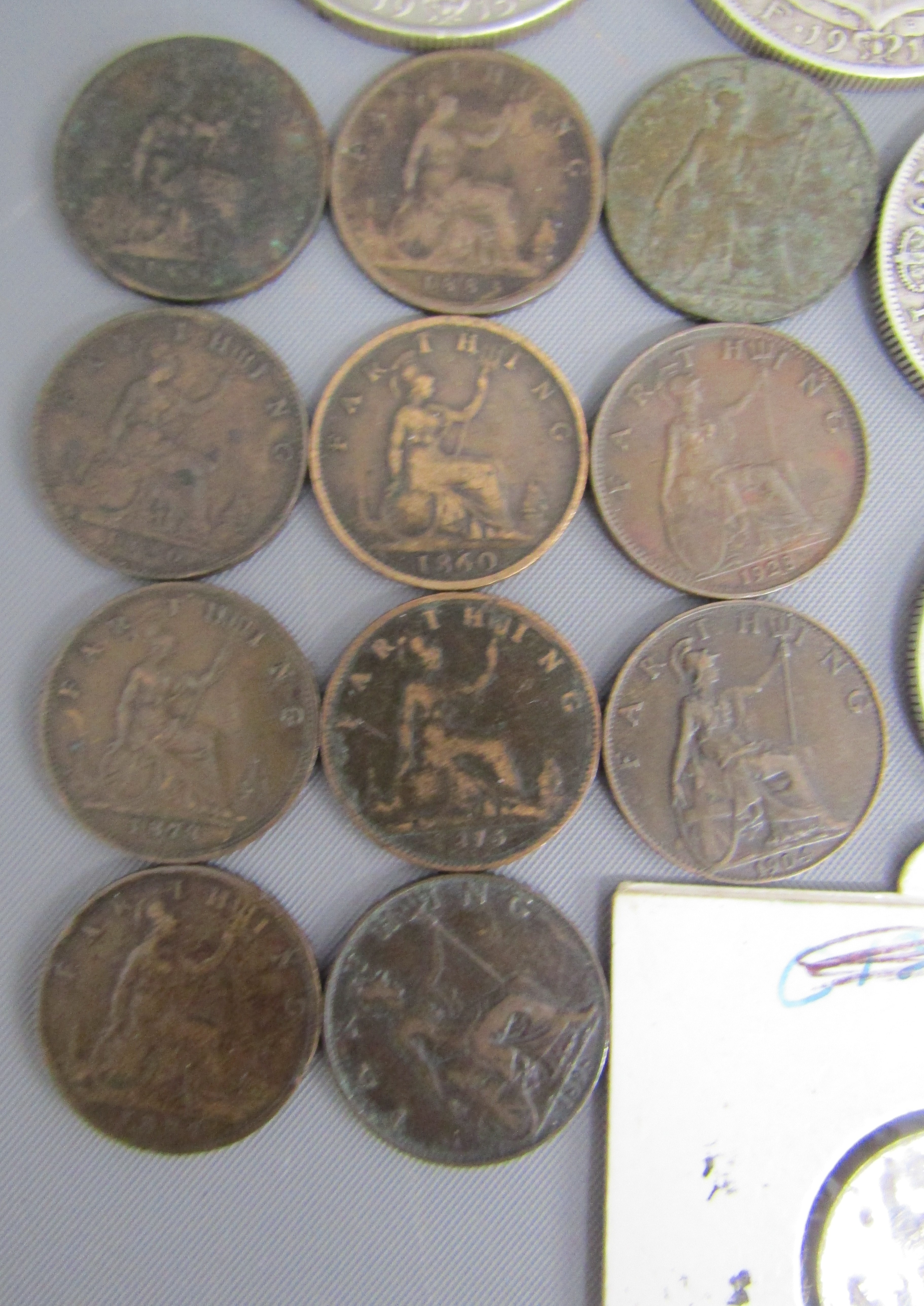 Collection of coins includes 7 Victoria bun head farthings 1860, 75, 78, 80, 84, veiled head - Image 6 of 8