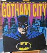 Limited Edition 'Batman Welcome to Gotham City' Steve Kaufman silk screen print - signed to rear SAK