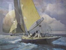 Framed Frank H Wagner print 'Spring Trials'  Endeavour & Shamrock V off Cowes 1934 Limited edition