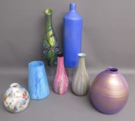 7 hand-painted vases - ceramic and glass