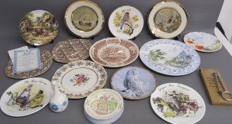 Collectors plates including Chokin Peacock and Clippership series Santa Maria, Wedgwood Early