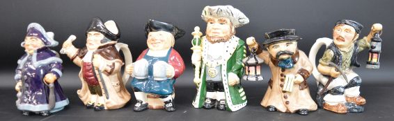 6 Roy Kirkham character jugs including Beadle & Night Watchman and Spode The Derby tankard
