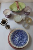Copeland Spode bowl, Broadhurst Petula bowl, EIT Kings Wood pink plate, Arcopol - 5 teacups, 6