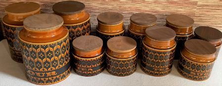 Large number of Hornsea Pottery storage jars including Flour, Tea & Sugar