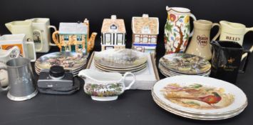 Selection of collectors plates including Spencer Coleman, H J Wood Indian Tree jug, brewery /