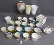 Collection of mugs and plant pots etc