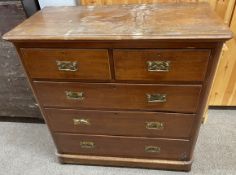 Victorian mahogany chest of drawers with some water damage to top Ht 106cm W 103cm D 50cm