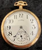 Bunn Special 60 hour gold plated pocket watch with engraved back (runs)