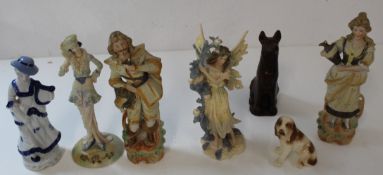 Priory Castings dog figurine & selection of decorative figurines