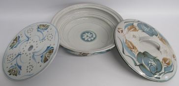 Alan Caiger-Smith Aldermaston Pottery tureen with strainer and cover - approx. 31.5cm dia