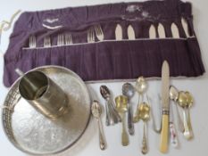 Selection of Silver Plate Items, including Fish Knife and Forks set, Spoons, with Tray
