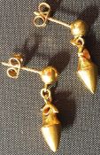 Pair of tested as 18ct gold earrings (from Miri, Borneo) 2.6g