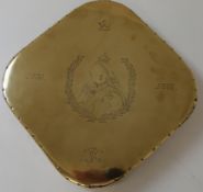 Brass gong, engraved Burmese 1837-1897 with a picture of Queen Victoria