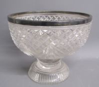 Silver rimmed footed glass bowl Army & Navy Cooperative Society Limited 1908 London