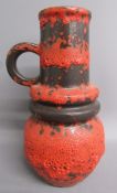 West German Sheurich vase with handle 428-26 red lava