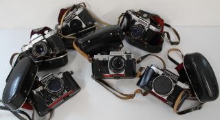 Selection of Praktika cameras, models to include Tvotel, PL Nova 1 (body only), PL Nova 1B, 2 x