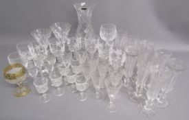 Thomas Webb crystal vase also a collection of drinking glasses to include Waterford Crystal (