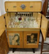 Retro 1960's cocktail cabinet with contents & display cabinet