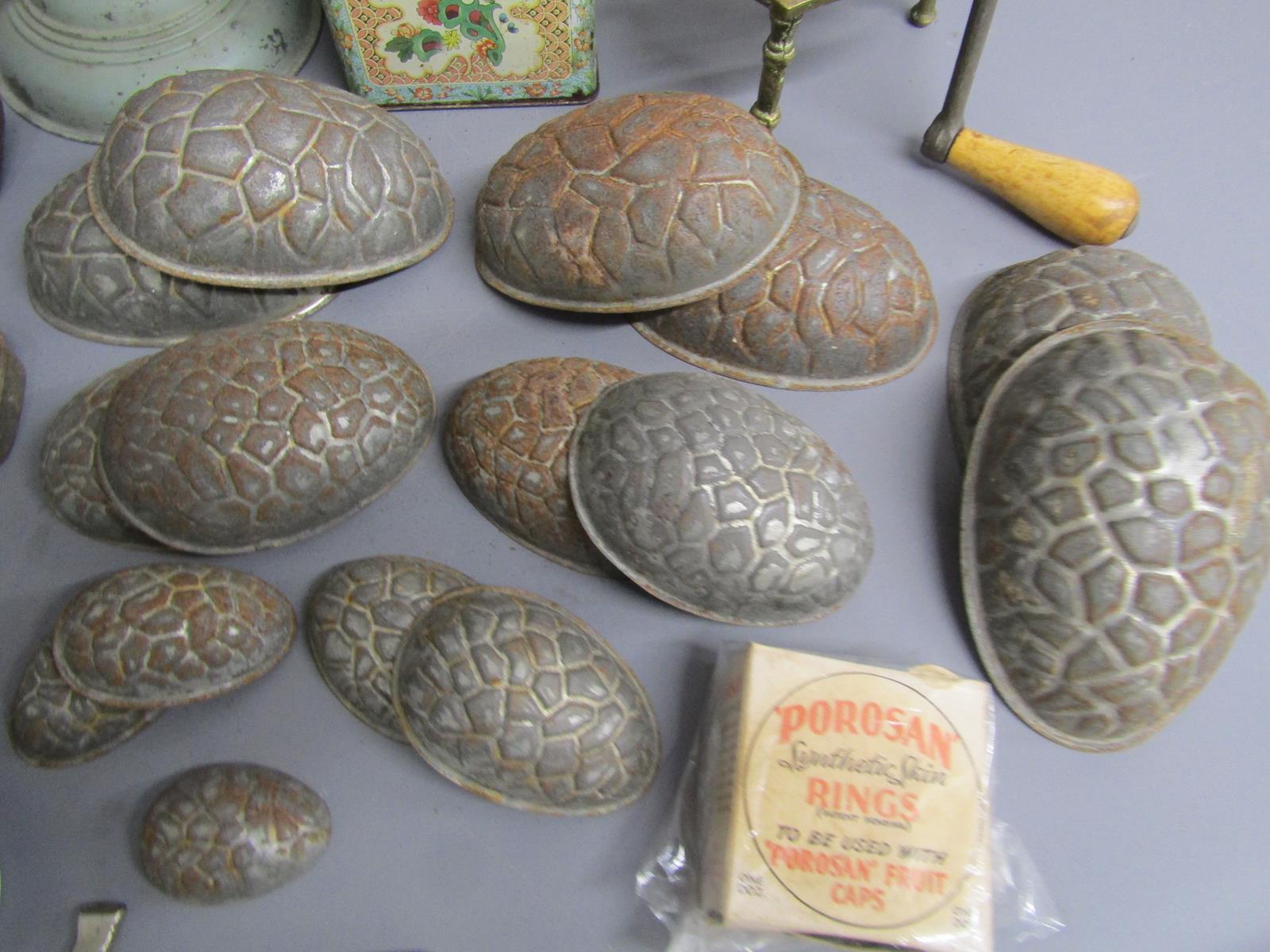 French copper cooking pot, enamelled cooking pot, chocolate egg moulds, shoe last, sealing wax, etc - Image 6 of 11