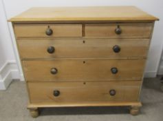 Pine 2 over 3 drawers chest with larger bottom drawer