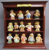 Across the Seas with Cherished Teddies - display stand and 14 bears all boxed with certificates